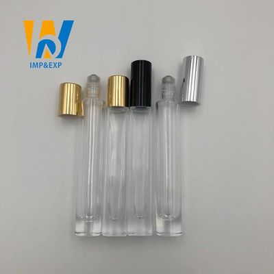 1 مل 15 مل 10 مل زجاجة كرة دوارة زجاجية شفافة مع غطاء ذهبي صغير قابل لإعادة الملء عطر رولربال